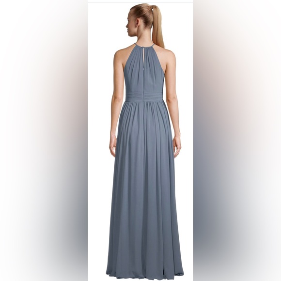 Bill Levkoff Slate Blue Halter A-Line Princess Dress Size 0 NWT - Picture 3 of 17